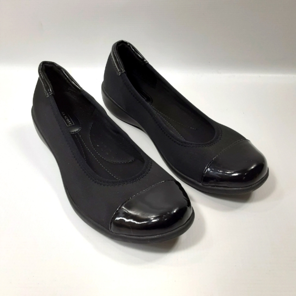 Laura Scott Joyce Size 6 Black Faux Leather Flats